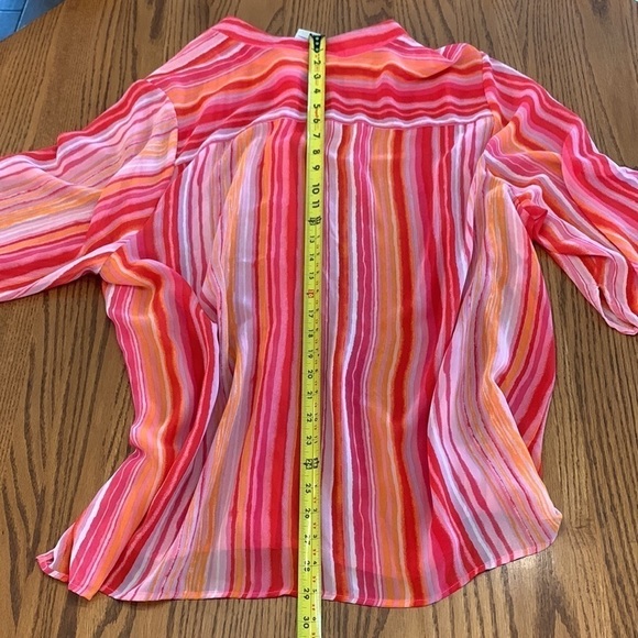 22W-24W white stag plus blouse Barbie pink Valentine’s Day top vertical stripes - Picture 1 of 8
